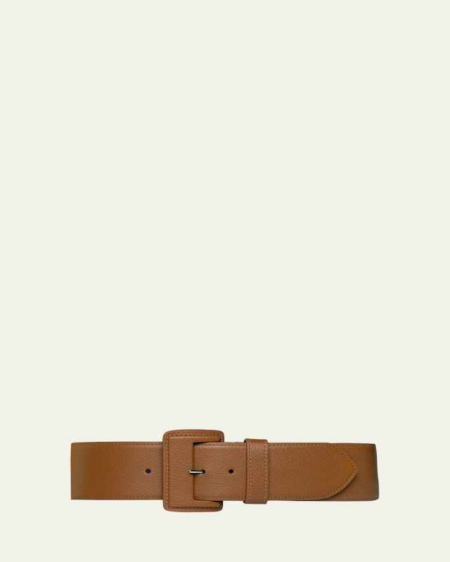 La Merveilleuse Large Pebbled Leather Belt with Covered Buckle